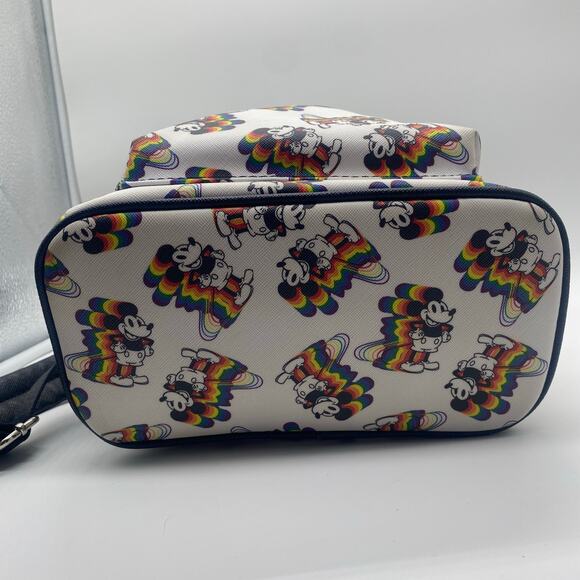 Disney Mickey Mouse Loungefly White Rainbow Mini Backpack Adjustable Vacation main image 5